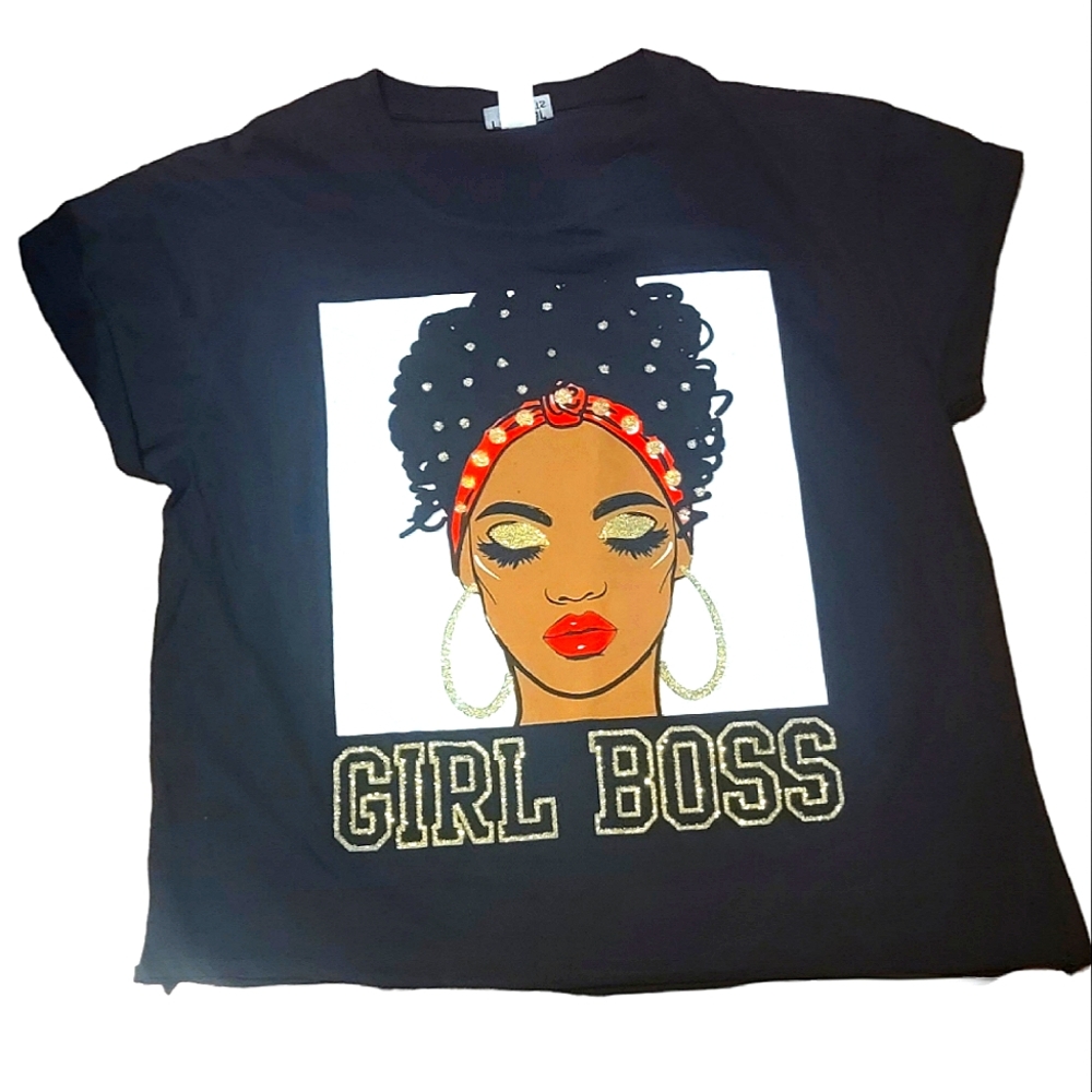 Popular Sports 'Girl Boss' Graphic T-shirt - Gold Sparkle - Medium